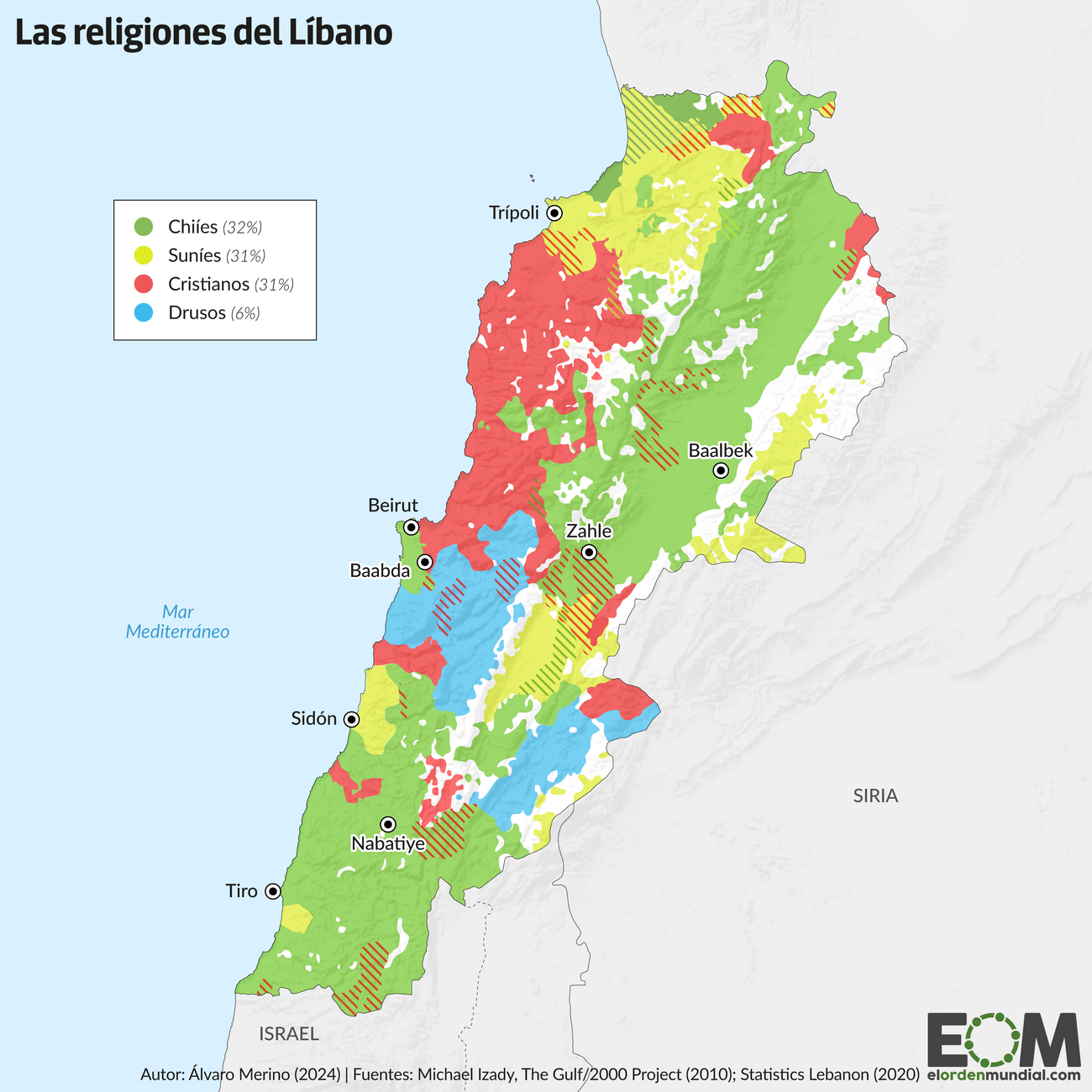 El mapa de las religiones del Líbano – Mapas de El Orden Mundial – EOM