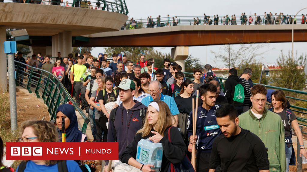 valencia:-la-“pasarela-de-la-solidaridad”,-la-oleada-de-voluntarios-que-estan-llegando-para-ayudar-a-las-victimas-del-desastre-provocado-por-la-dana-–-bbc-news-mundo