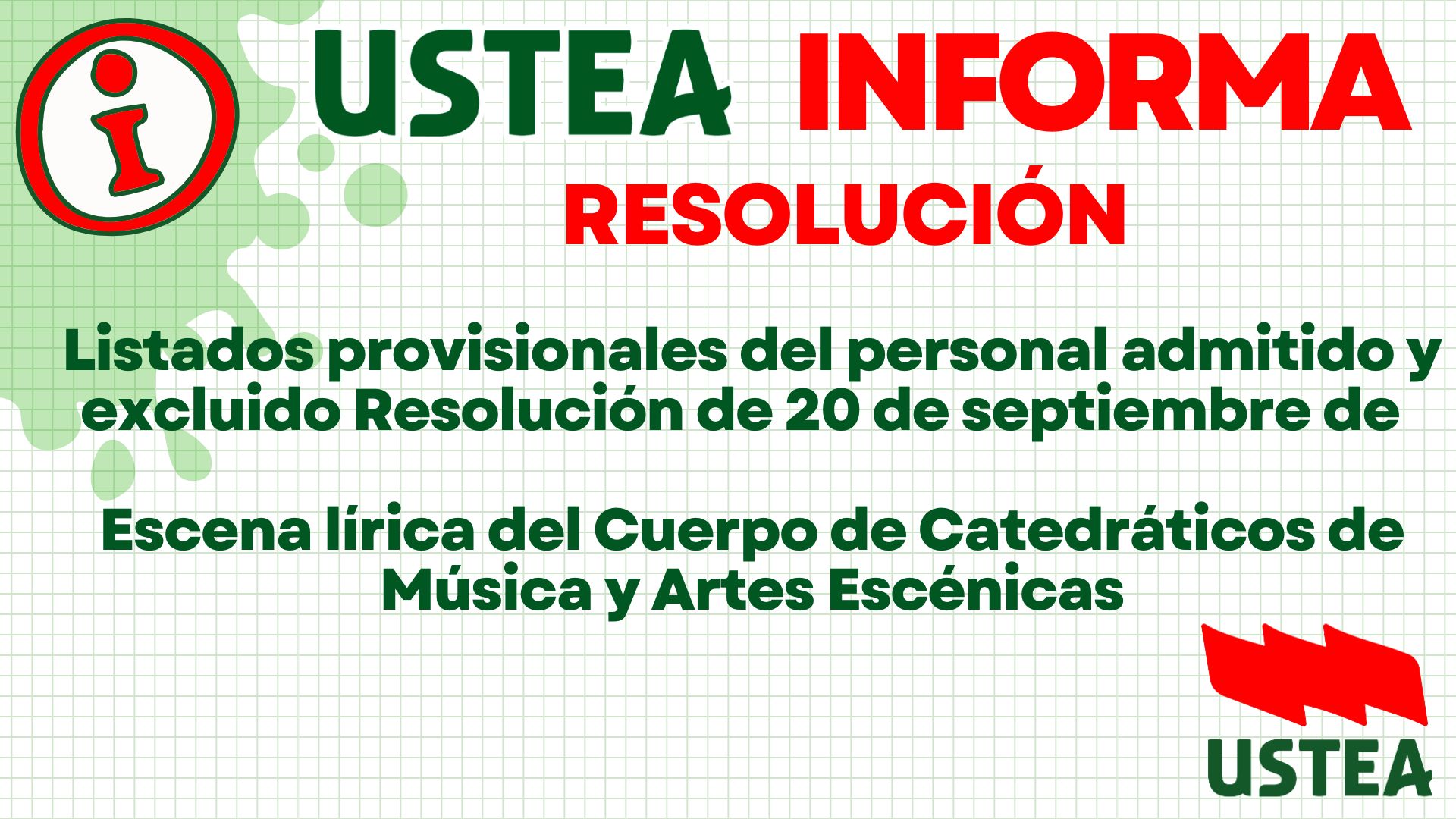 RESOLUCIÓN: Listas provisionales de Escena Lírica del Cuerpo de Catedráticos de Música y Artes Escénicas