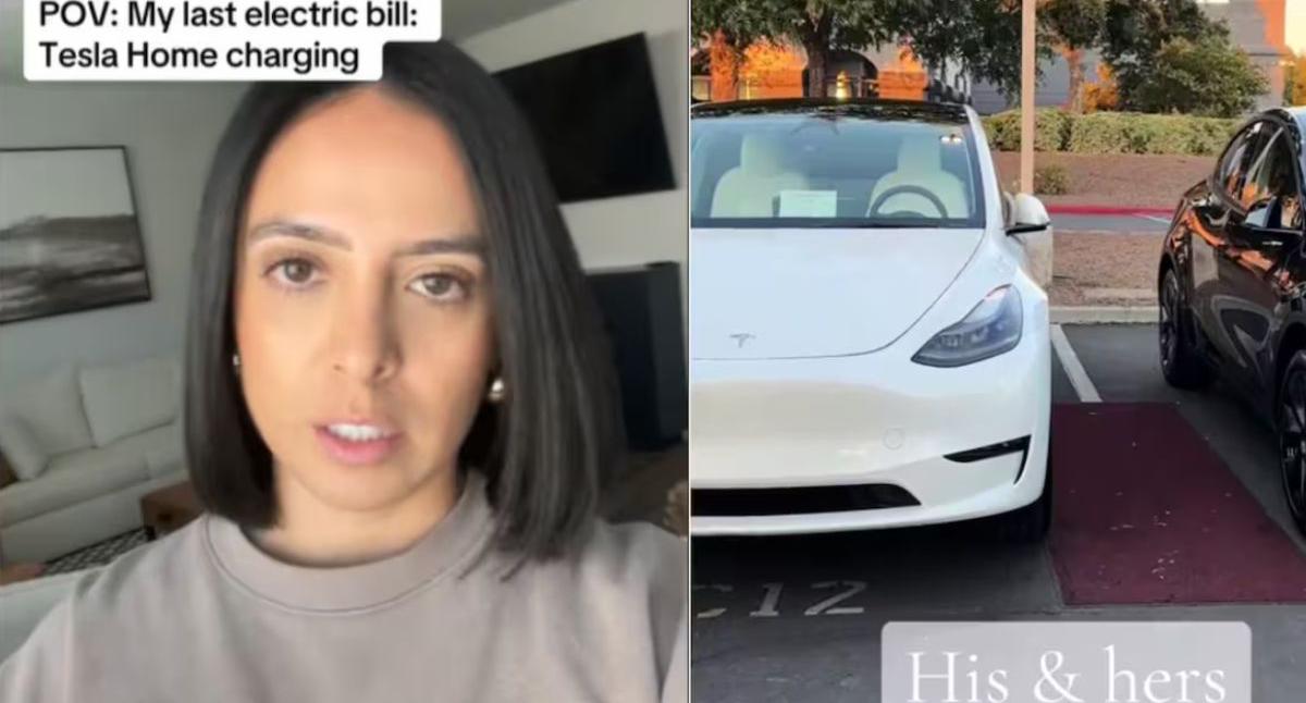 Mujer, viral en TikTok por cargar 2 carros Tesla en casa, ¿en cuánto le llegó la factura?