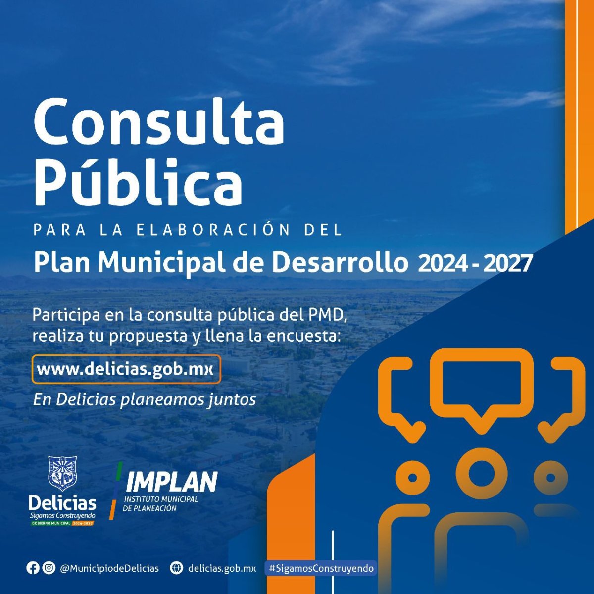 Delicias invita a participar en el Plan Municipal de Desarrollo desde tu computadora o celular