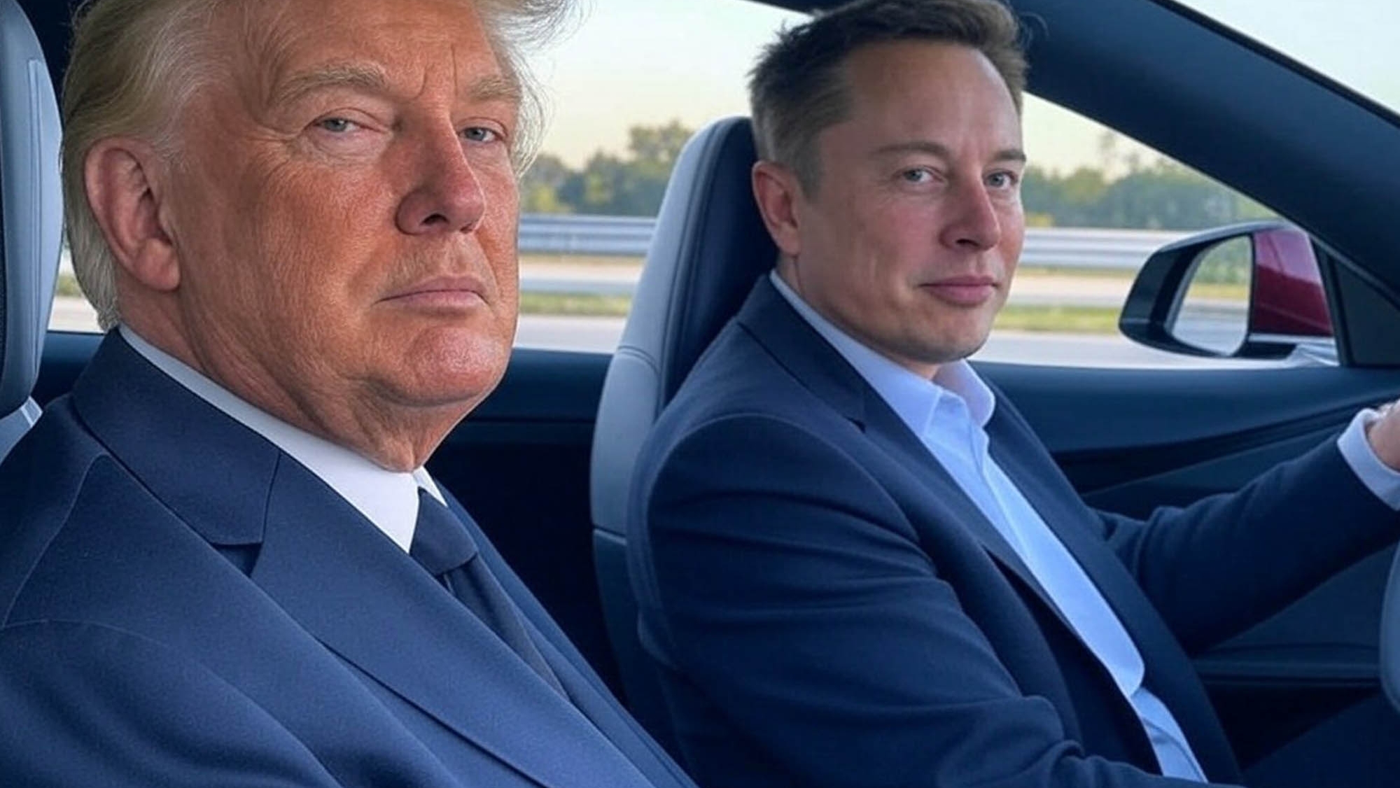 A bordo de un Tesla, Elon Musk anuncia que sus coches eléctricos formarán parte de la flota oficial del presidente Donald Trump