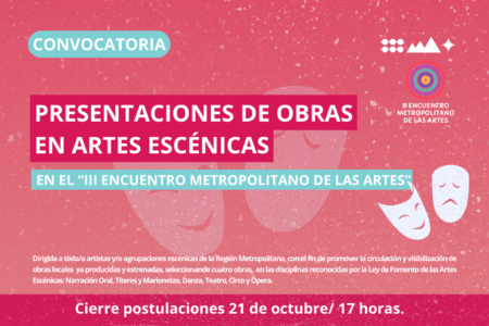 Convocatoria para Obras Escénicas en el III Encuentro Metropolitano de las Artes