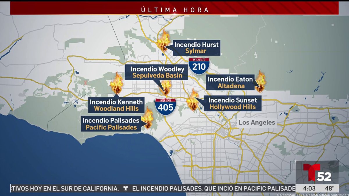 Mapa: Vea dónde se están los incendios forestales en el condado de Los Ángeles